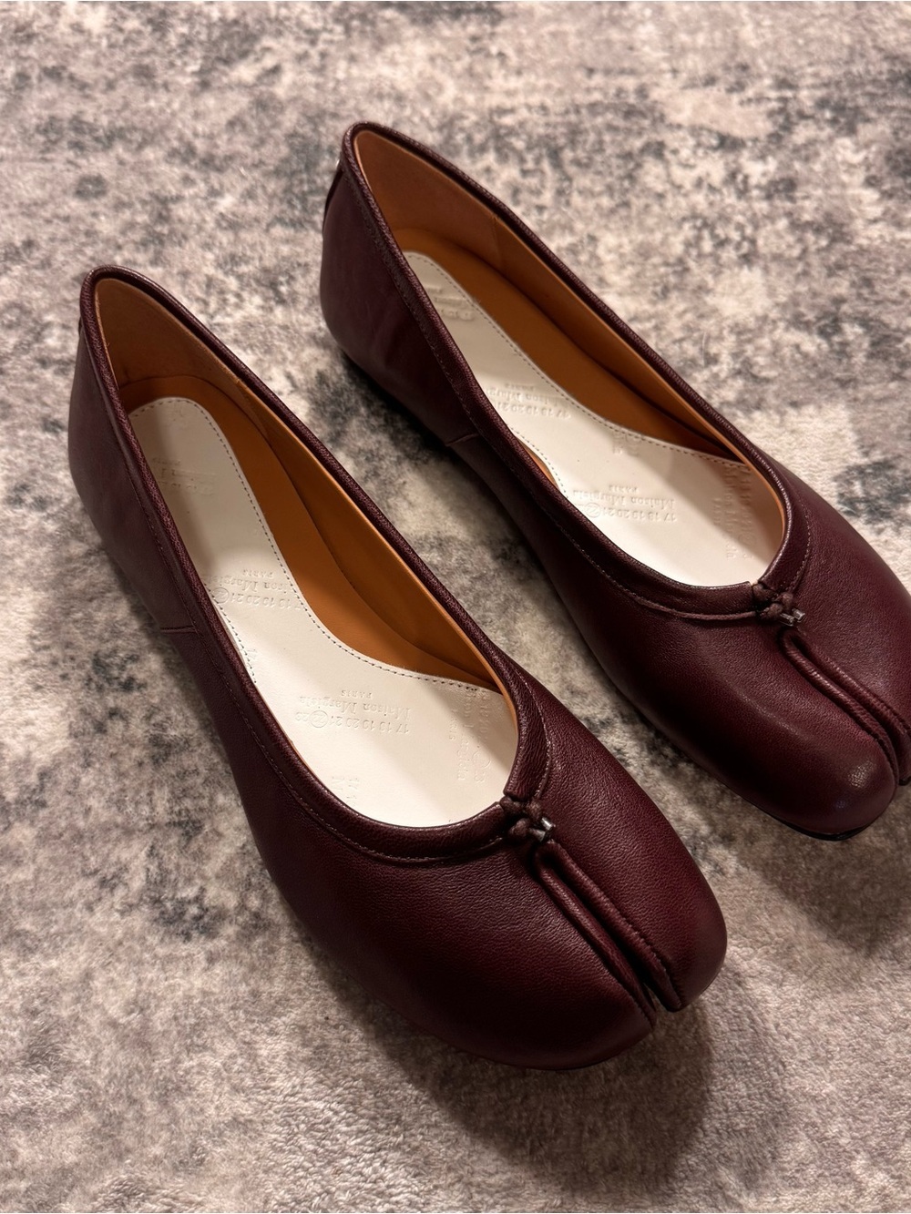 Maison Margiela Burgundy Leather Tabi Ballet Flats Women’s Size EU 38 US 8 - Picture 3 of 8